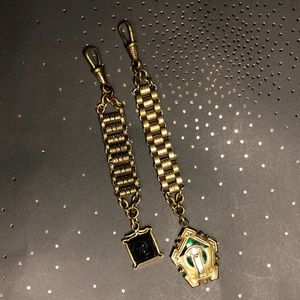 antique brass / gold toned watch chains fobs